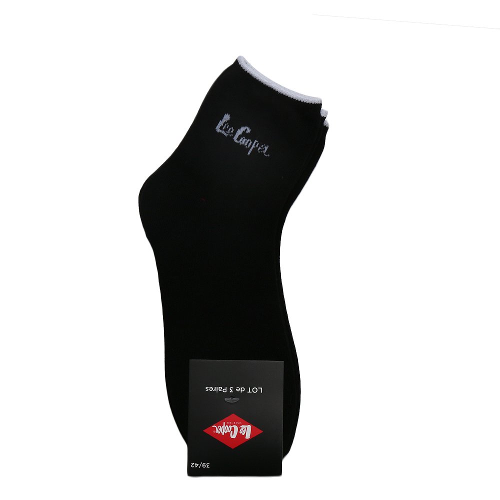 Set 3 perechi sosete barbati Lee Cooper Nolan negre cu logo alb