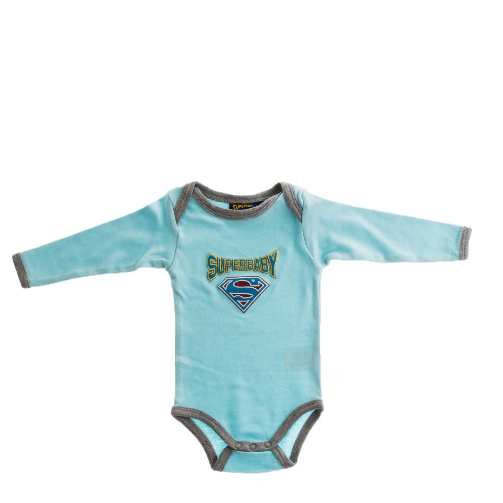 Body bebe Superbebe bleu cu margini gri