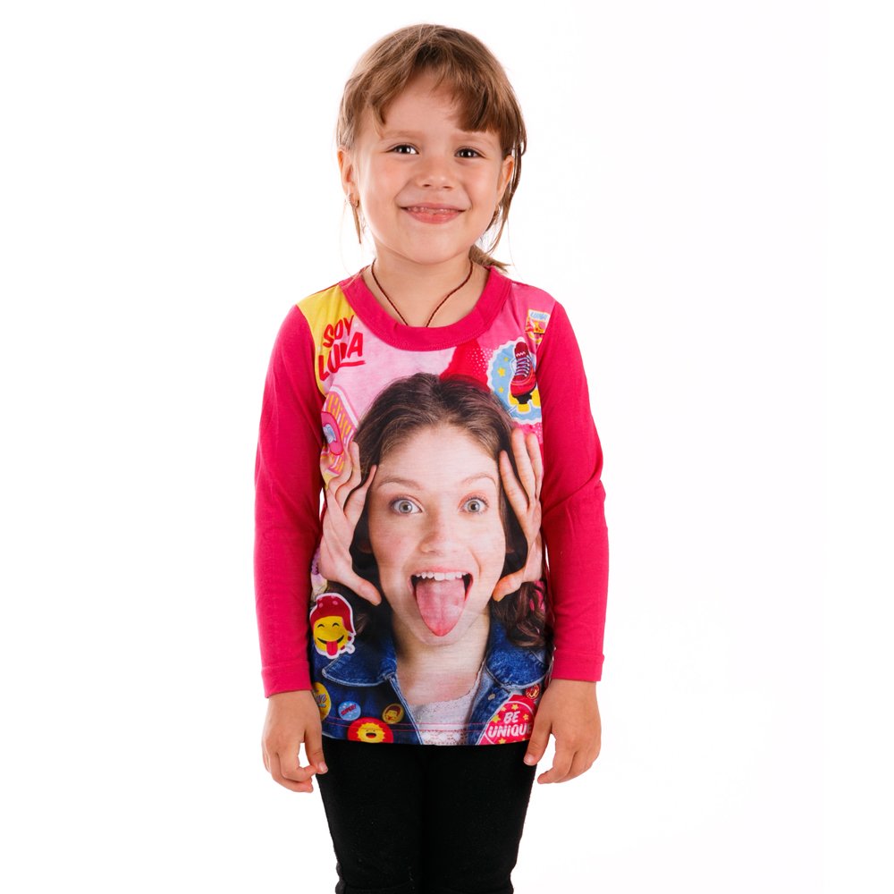 Tricou maneca lunga fete Soy Luna Faces fucsia