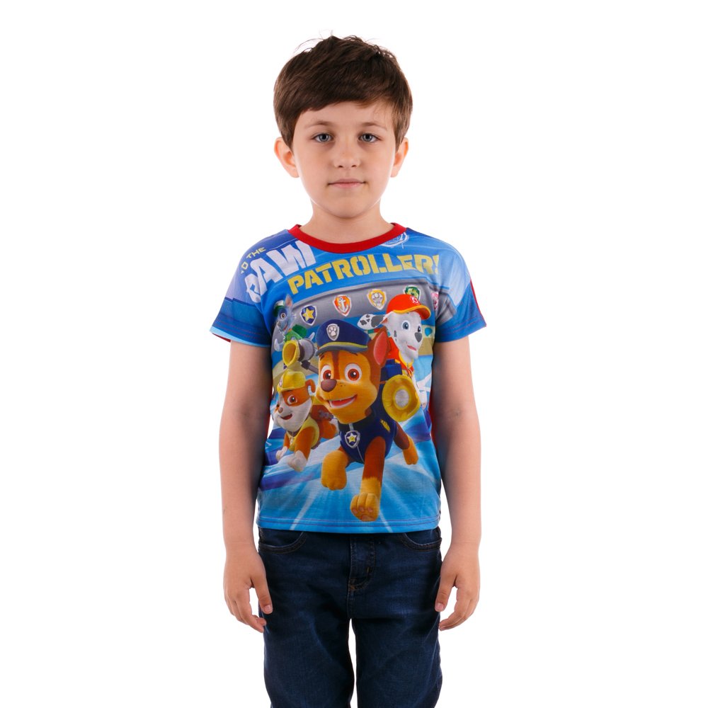 Tricou maneca scurta baieti Paw Patroller cu imprimeu si spate rosu