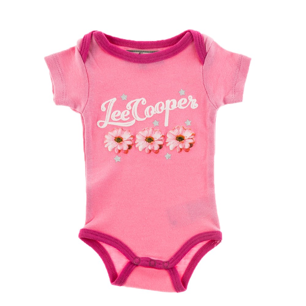 Lee Cooper ? Body bebe Three Flowers roz cu margini fucsia