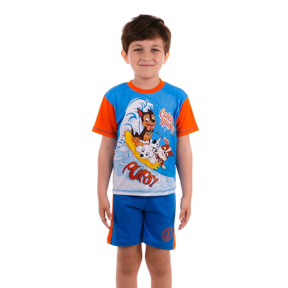 Compleu baieti Paw Patrol Cath the Waves albastru cu insertii portocalii