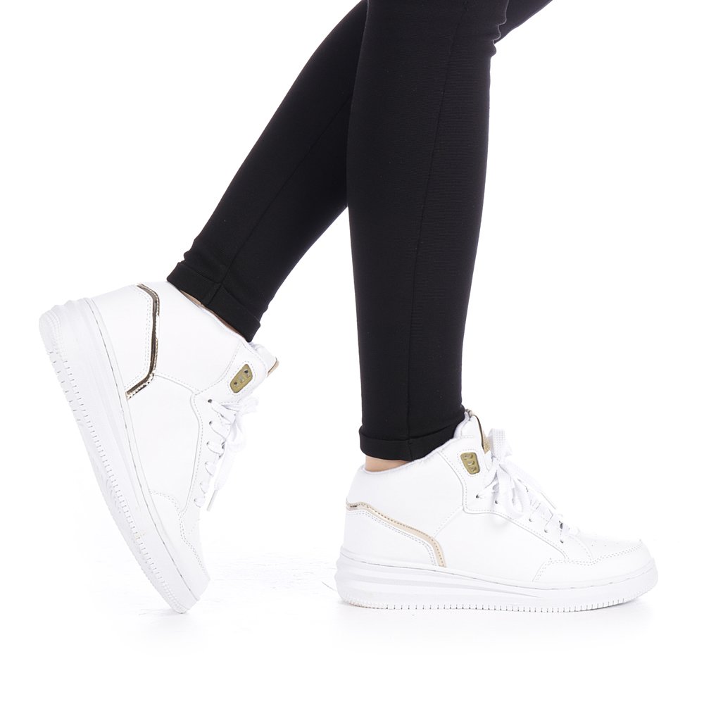 Pantofi sport dama Rania albi cu auriu