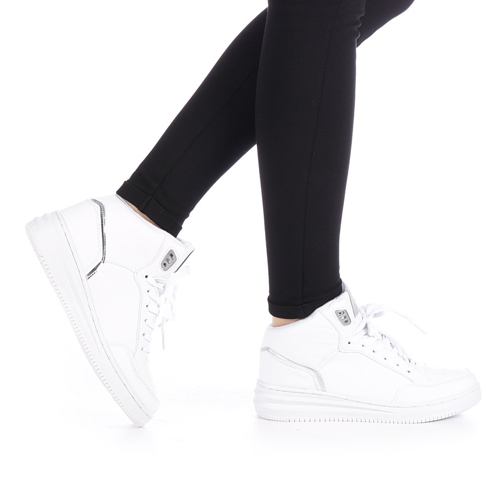 Pantofi sport dama Rania albi cu argintiu