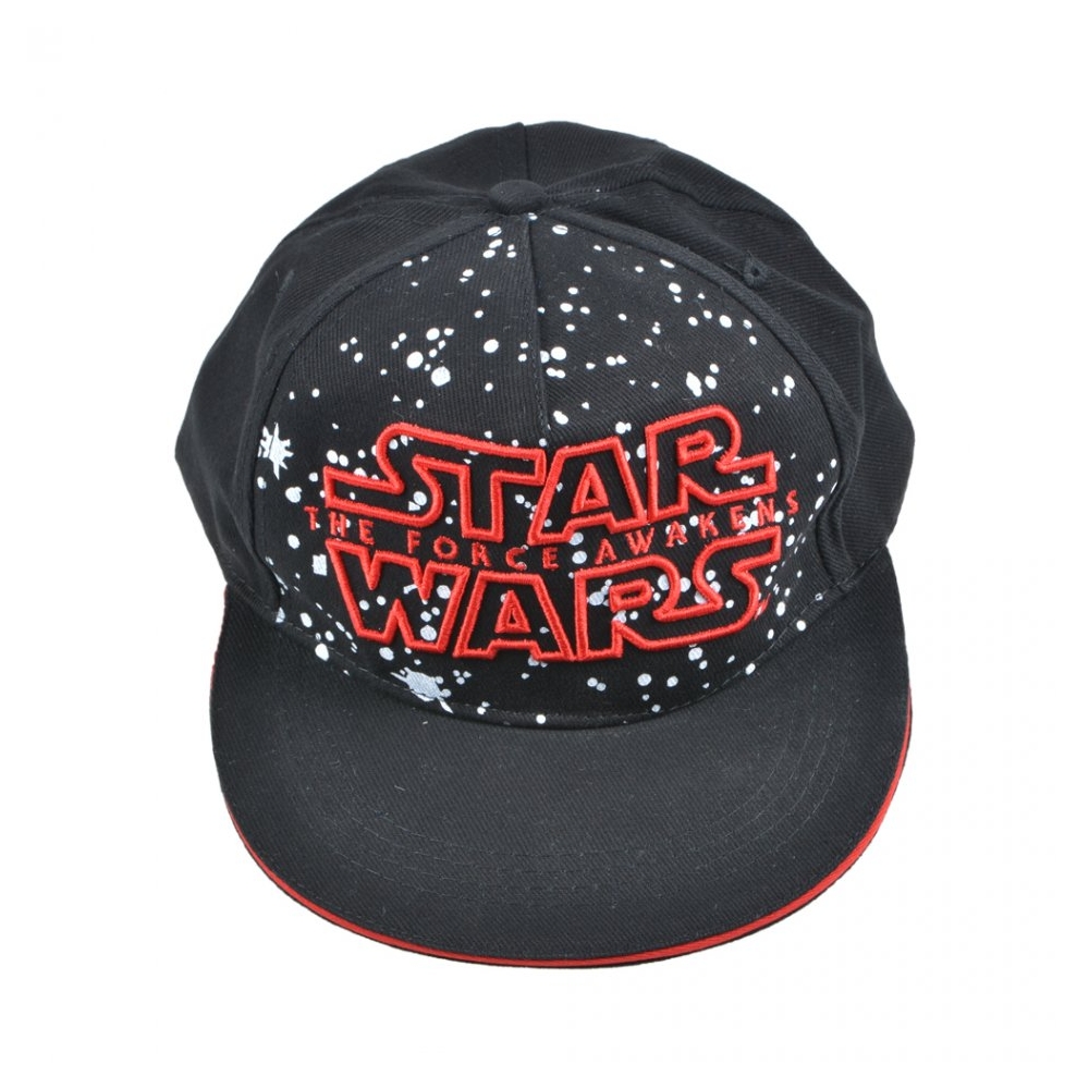 Sapca Star Wars, logo brodat, ajustabila, cozoroc bordura rosie, Disney, negru