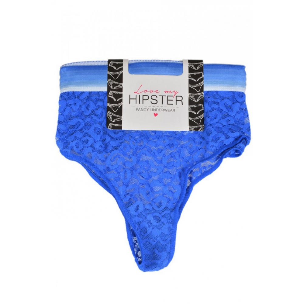 Chilot brazilian dama din dantela, hipster femei elastic lat degrade, albastru, marimea S