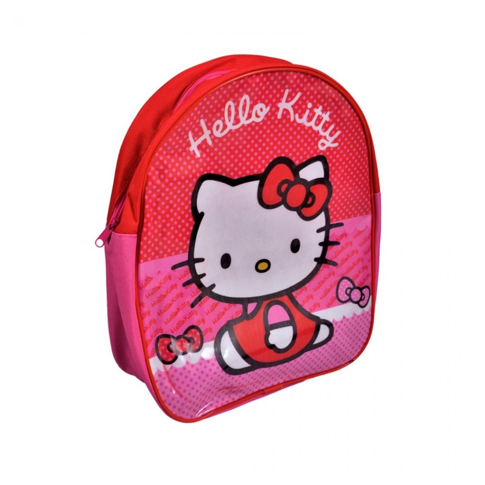 Ghiozdan gradinita, rucsac copii, geanta gradinita, model cirese, roz, Hello Kitty, 27 x 23 x 8 cm
