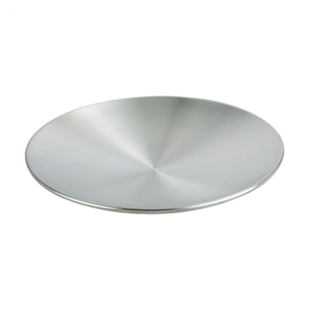 Platou rotund din inox, fructiera, suport decoratiuni, tava servire prajituri / fructe, d=24 cm, Happa, argintiu