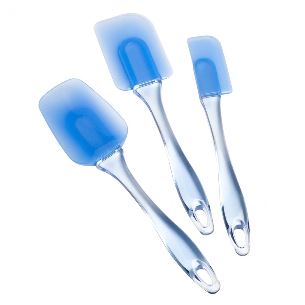 Spatula silicon set de 3, ustensile bucatarie, set spatule 23cm, 24cm, 25 cm, forme diferite, Maxx, bleu