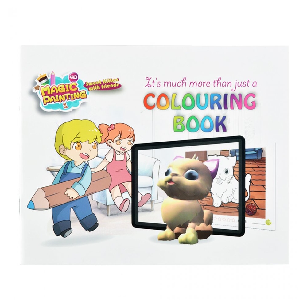 Carte colorat 4D pentru aplicatie telefon, Magic Painting 4D no 1 Sweet Kitten With Friends