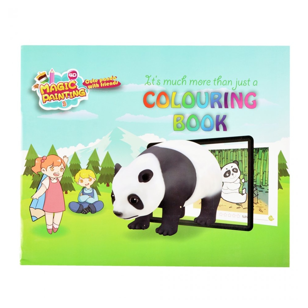 Carte colorat 4D pentru aplicatie telefon, Magic Painting 4D no 3 Cute Panda With Friends