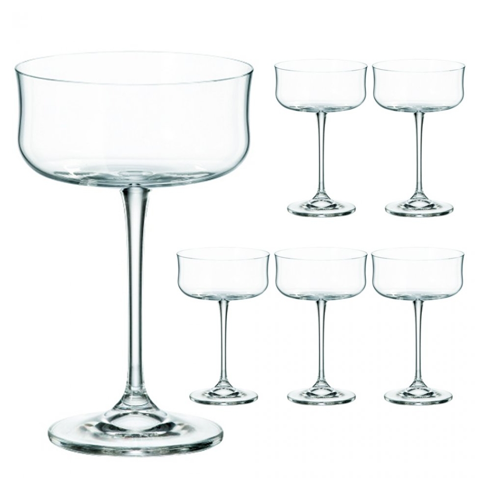 Set 6 pahare sampanie/martini/cocktail, 290 ml, cristal Bohemia Marco Collection, cu picior, transparent