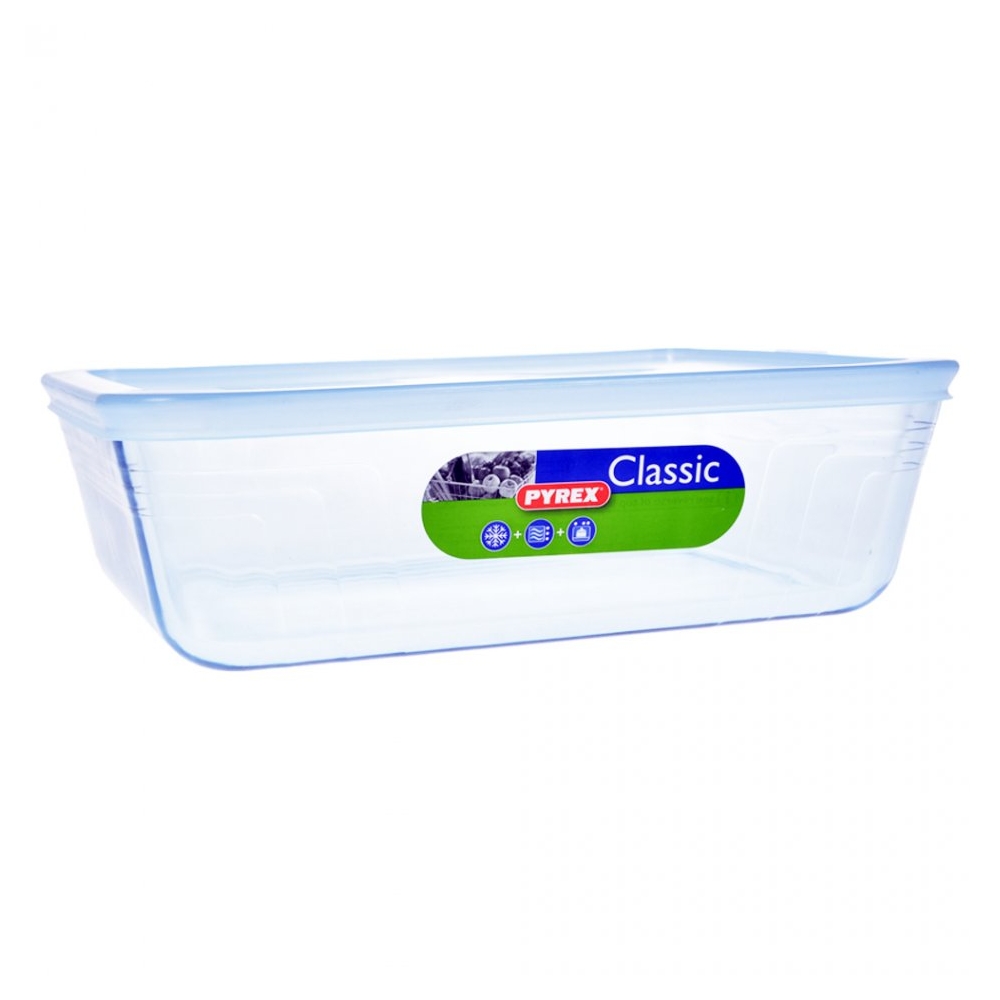 Vas termorezistent cu capac, 2.6 L, caserola yena, recipient din sticla rezistenta la temperaturi extreme, Pyrex