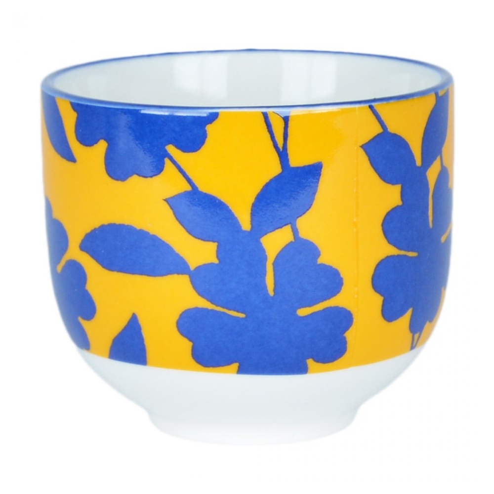 Cani, set de 6, ceramica, 6 x cana, 6 x 150 ml, Scentchips, galben cu flori albastre