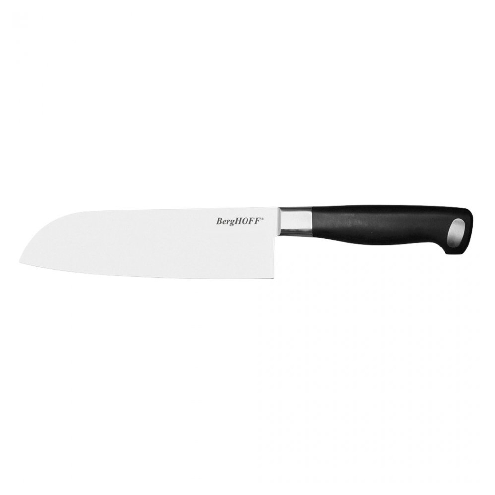 Cutit profesional de bucatarie, cutit Santoku, turnat din otel inoxidabil, lama 180 mm, Berghoff, argintiu-negru