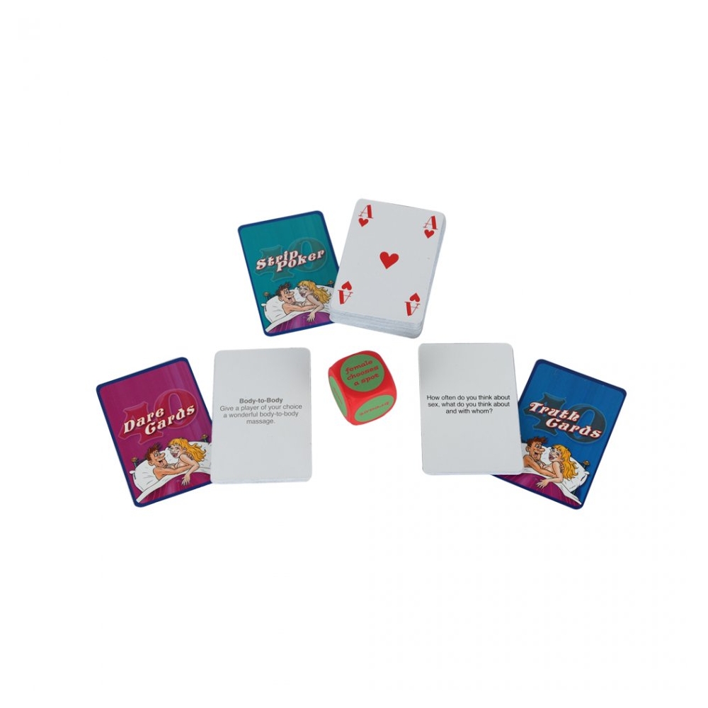 Set 3 jocuri pentru adulti 40+, 3 x joc pentru adulti, Strippocker + funny love cards + french kiss dice, love games, cadou haios