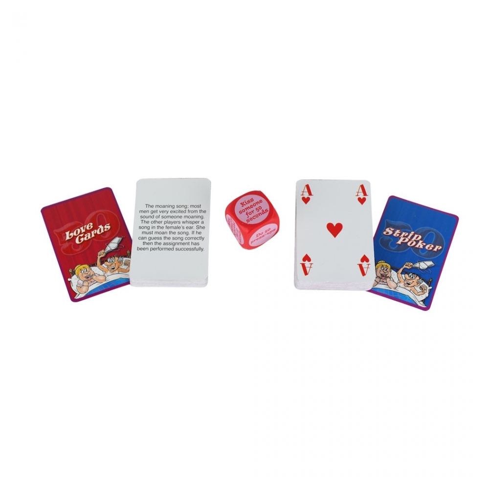 Set 3 jocuri pentru adulti 50+, 3 x joc pentru adulti, Strippocker + funny love cards + french kiss dice, love games, cadou haios