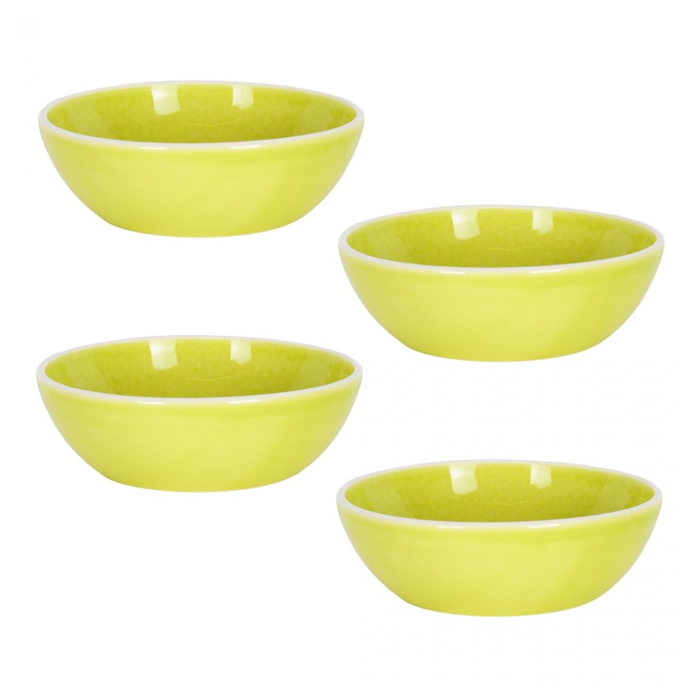 Set boluri ceramica, 4 piese, 600 ml, Pomax Sixties, 4 x castron aperitive/supa/ciorba, 16 x 5.5 cm, verde lime