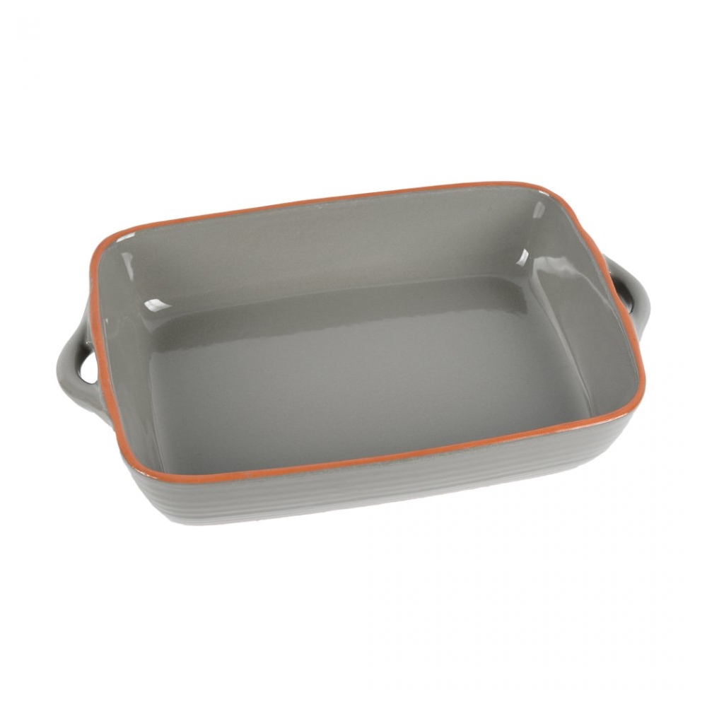 Vas pentru copt din teracota, JAMIE OLIVER, 28 x 19.5 x 6.5 cm, tava cuptor rezistenta pana la 220 grade C, cu manere, Gri