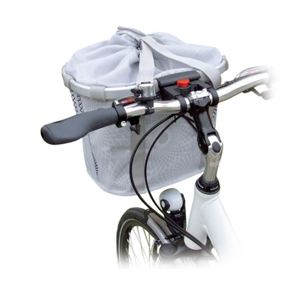 Geanta de cumparaturi pentru bicicleta cu montare pe ghidon, cadru aluminiu, pentru toate tipurile de ghidon, capac protectie, intarituri laterale, material impermeabil, cos bicicleta, rosu