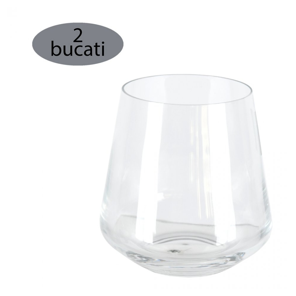 Set 2 pahare pentru apa/suc/racoritoare, cristal Bohemia, model Broggi, transparent, 290 ml