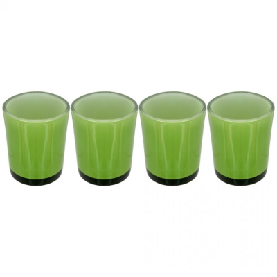 Set 4 suporturi de lumanari tip pastila, Rasteli, sticla, 5.5 cm, h 6.5 cm, verde lime, art. 3272