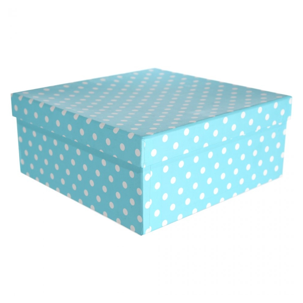 Set 5 cutii pentru cadouri, carton 3 mm, model bleu cu buline, Quasar
