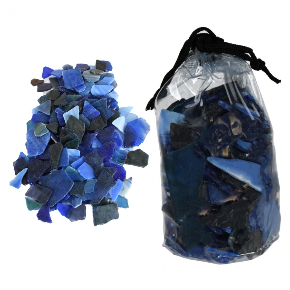Sticla decorativa aplatizata, forme neregulate, sticla ornamentala, Rasteli, 620 g, albastru, art. 2753