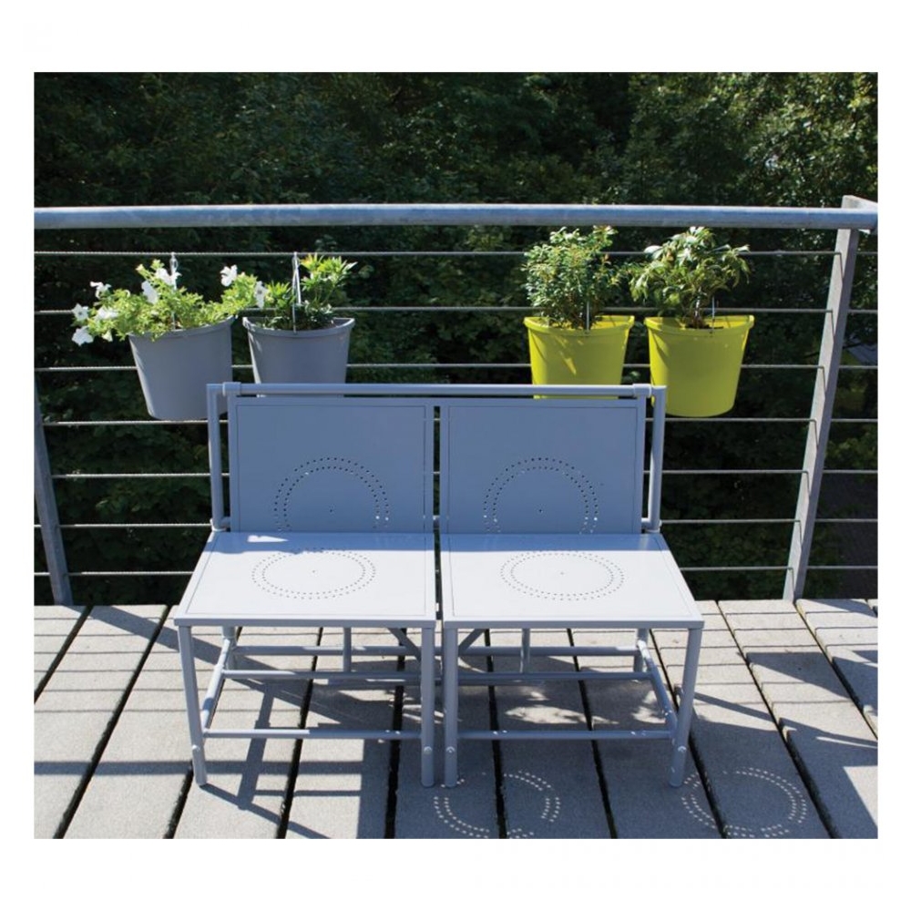 Banca modulara ce se transforma in masa cu scaune, pentru gradina/balcon/camping, metal, gri, BL053