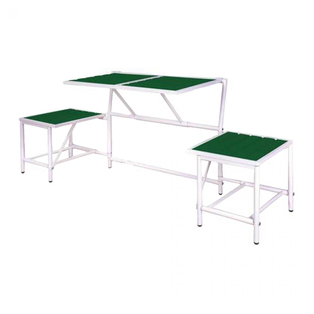 Banca modulara ce se transforma in masa cu scaune, pentru gradina/balcon/camping, metal/lemn, verde, BL065