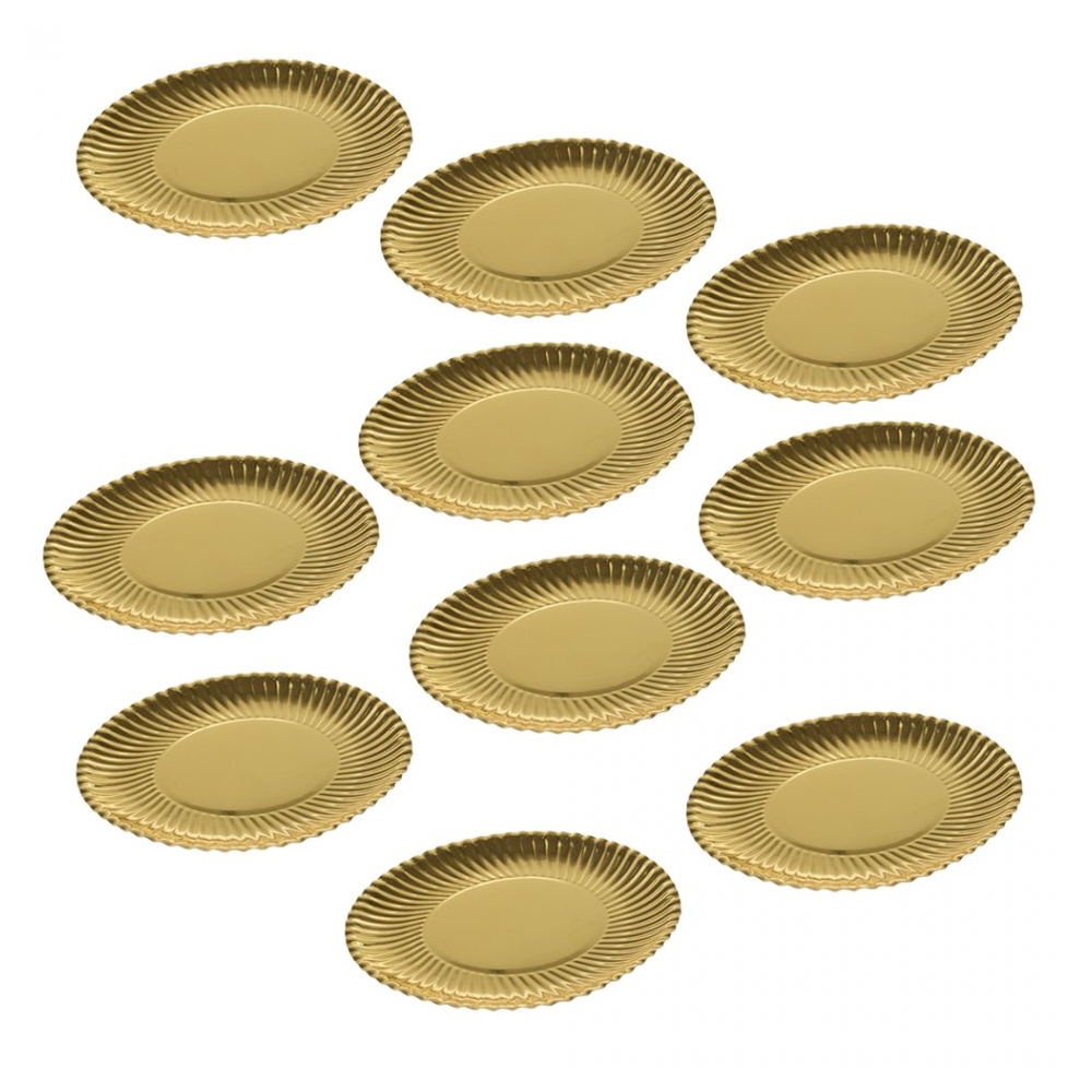 Set 10 farfurii desert, platou ornamental pentru prajiuri, tort, auriu, d 19 cm, Dolce Vita