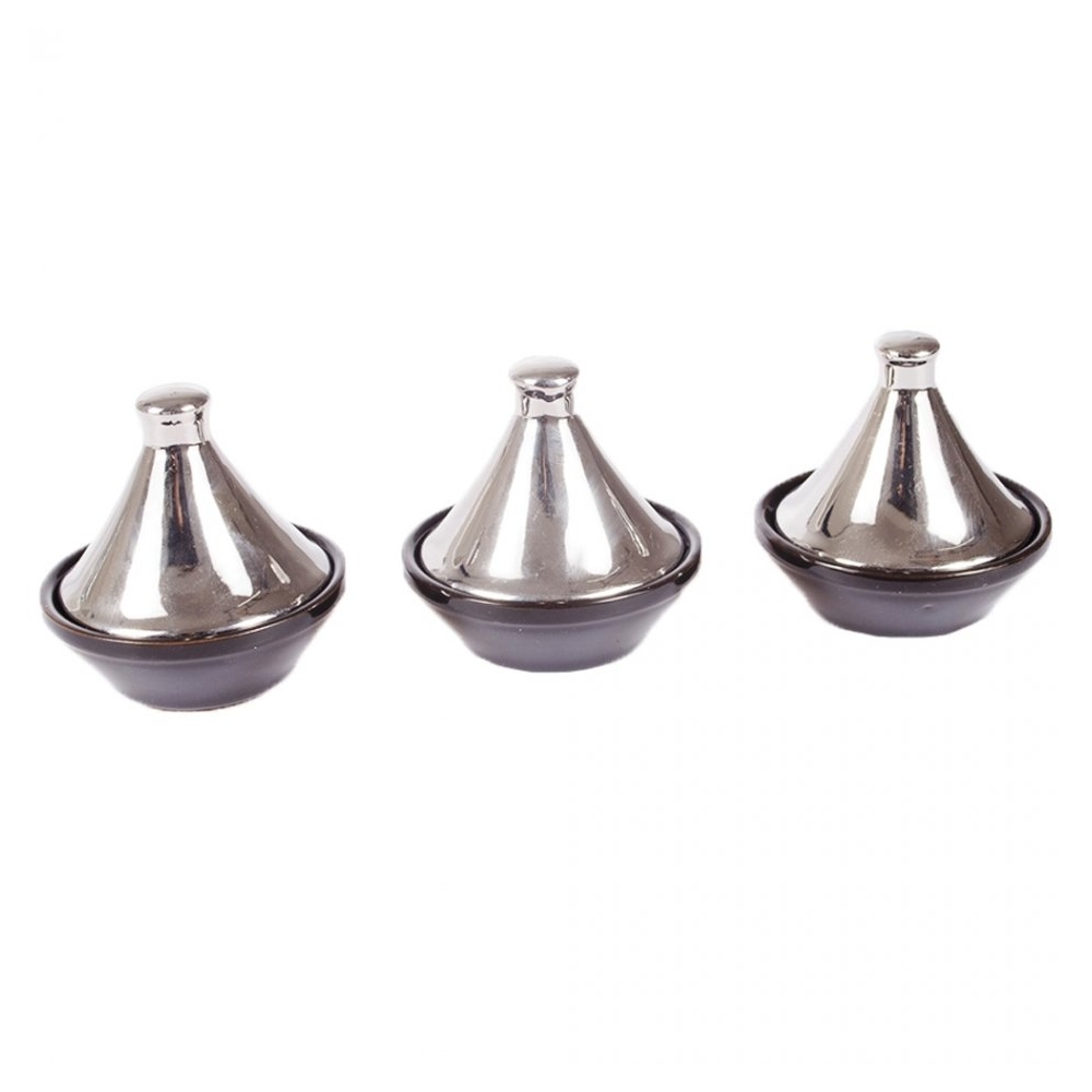 Set 3 tajine mini, ceramica, pentru preparare mancare marocana, 7 cm, Maxx