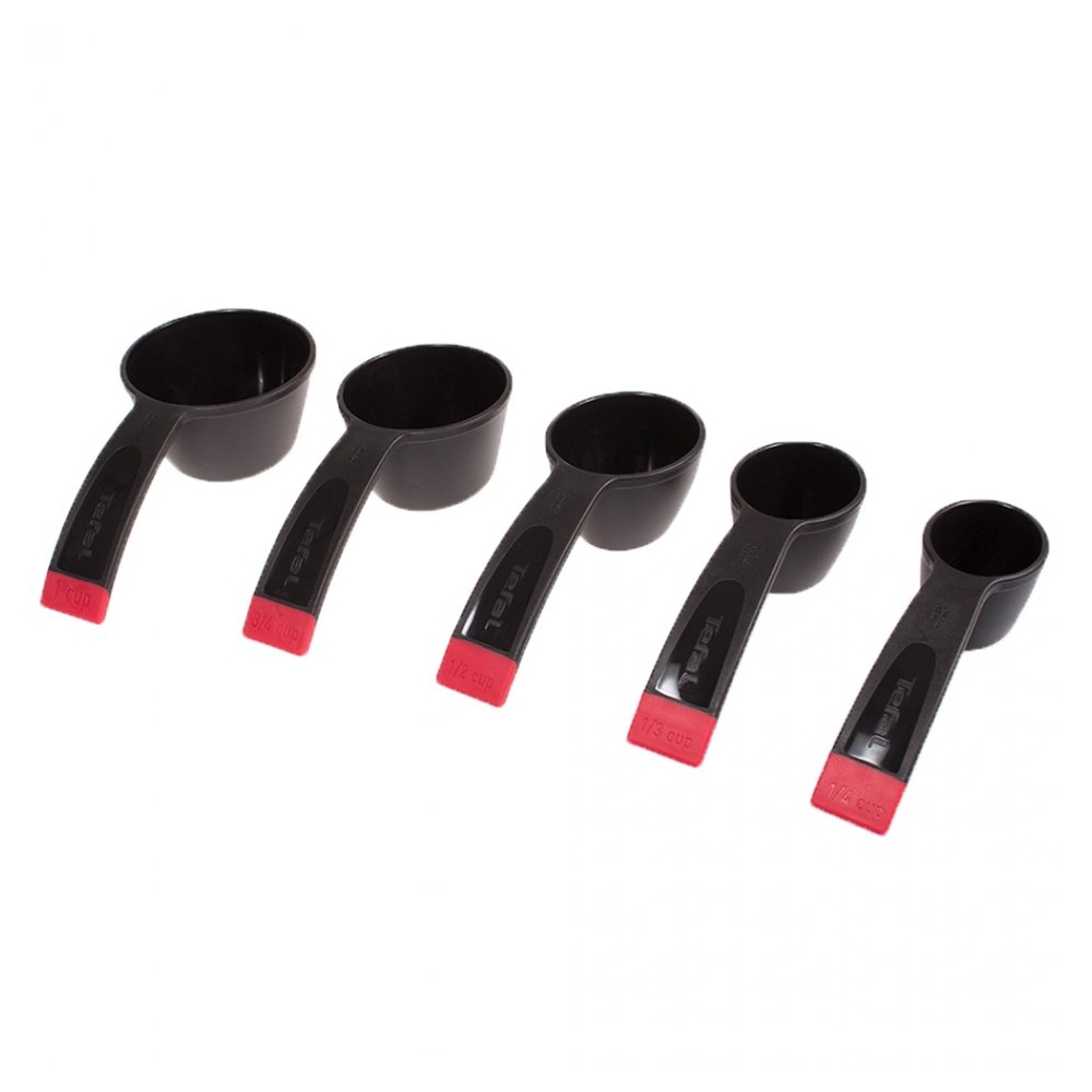 Set 5 linguri gradate pentru masurare, Tefal Ingenio, instrumente de masurat, lingurite de 60 ml, 80 ml, 120 ml, 180 ml si 240 ml, ustensile de masurat, plastic, negru