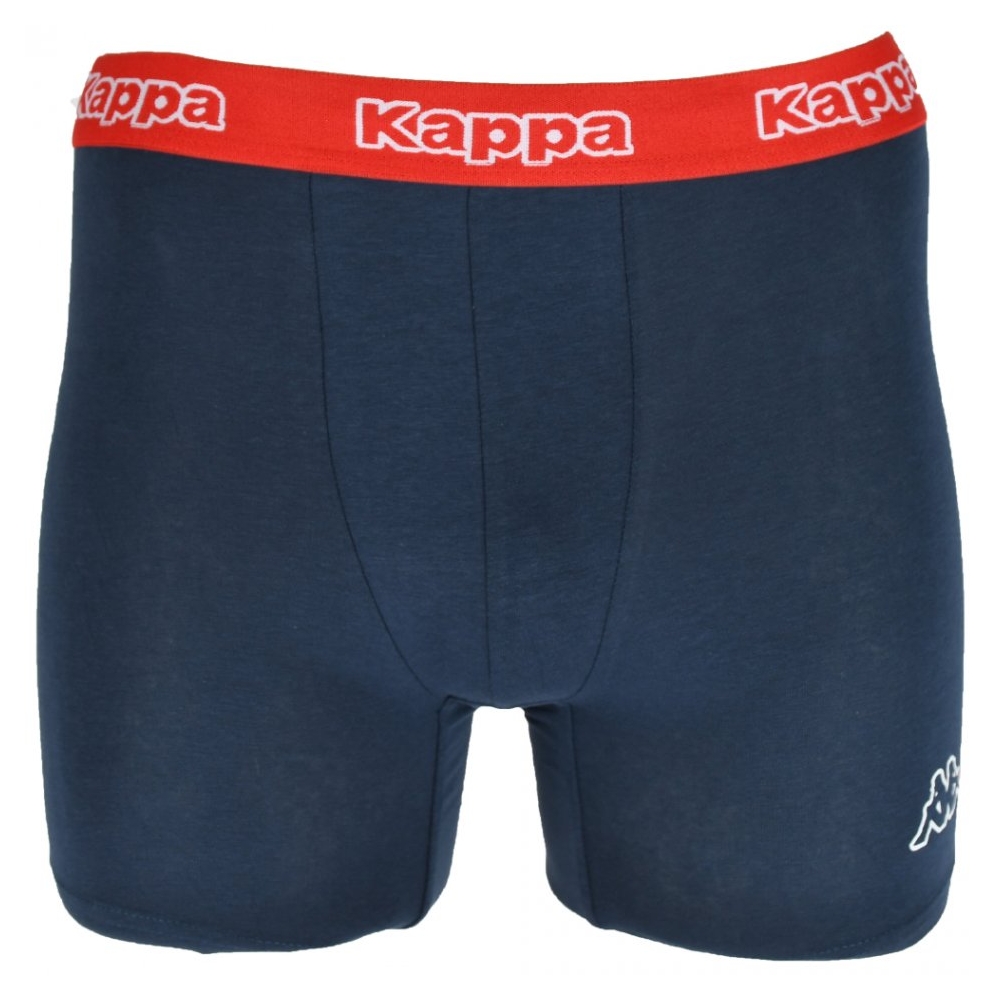 Set de 2 boxeri pentru barbati, banda elastica cu logo Kappa, bumbac, boxeri barbatesti, lenjerie intima, bleumarin/gri inchis, S