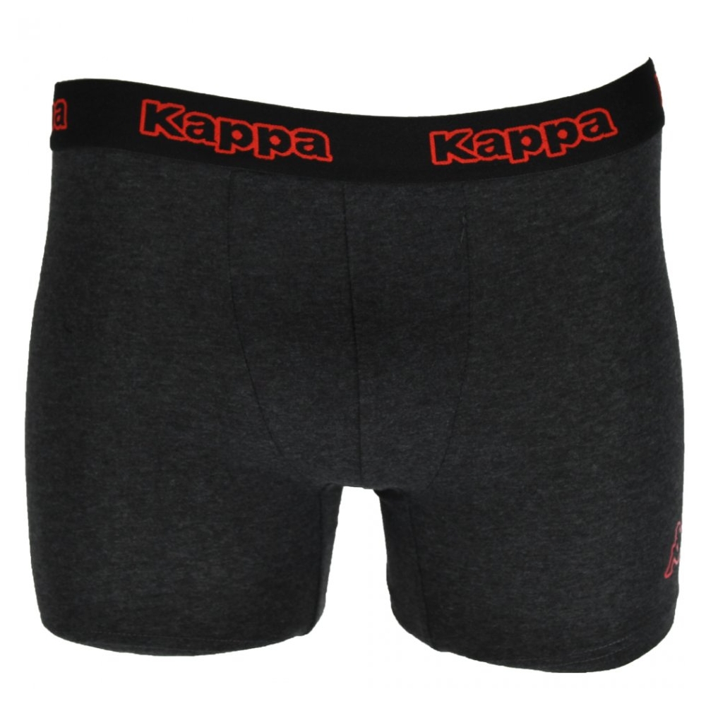 Set de 2 boxeri pentru barbati, banda elastica cu logo Kappa, bumbac, boxeri barbatesti, lenjerie intima, gri deschis/gri inchis, XL
