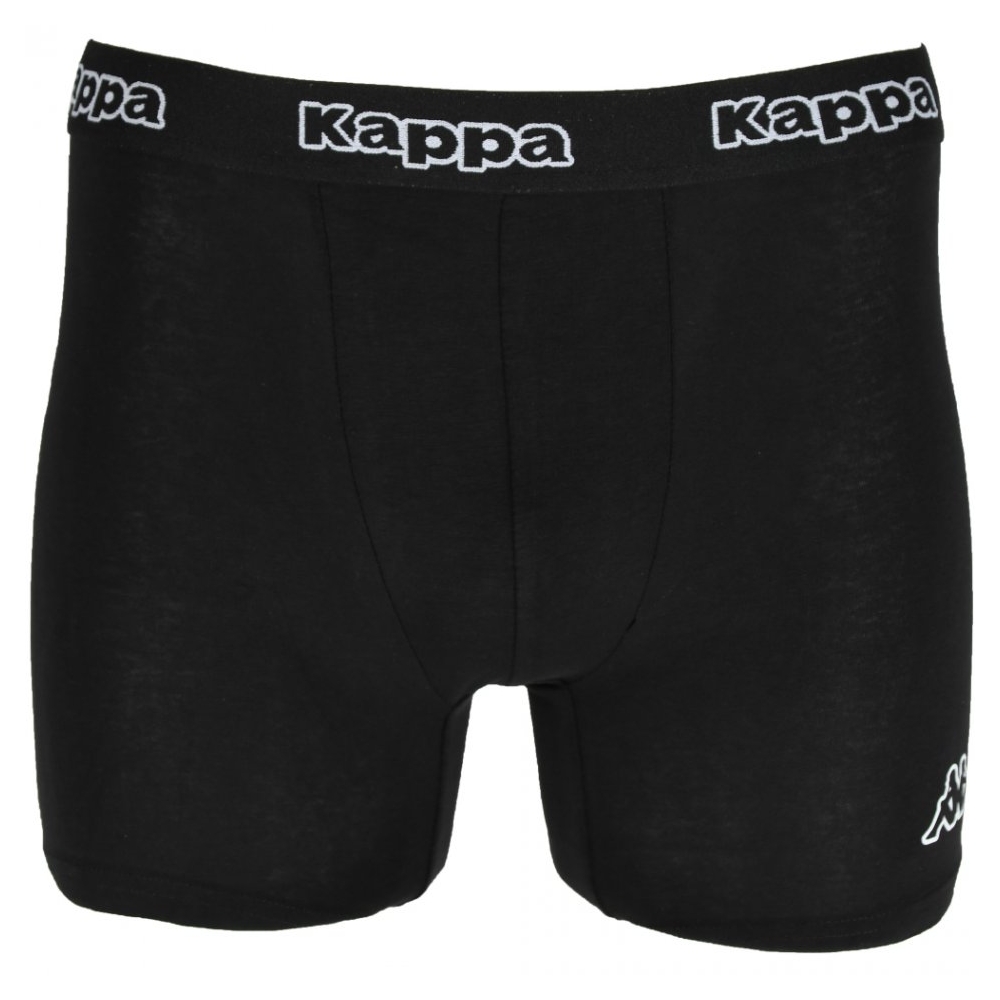 Set de 2 boxeri pentru barbati, banda elastica cu logo Kappa, bumbac, boxeri barbatesti, lenjerie intima, negru/gri inchis, S