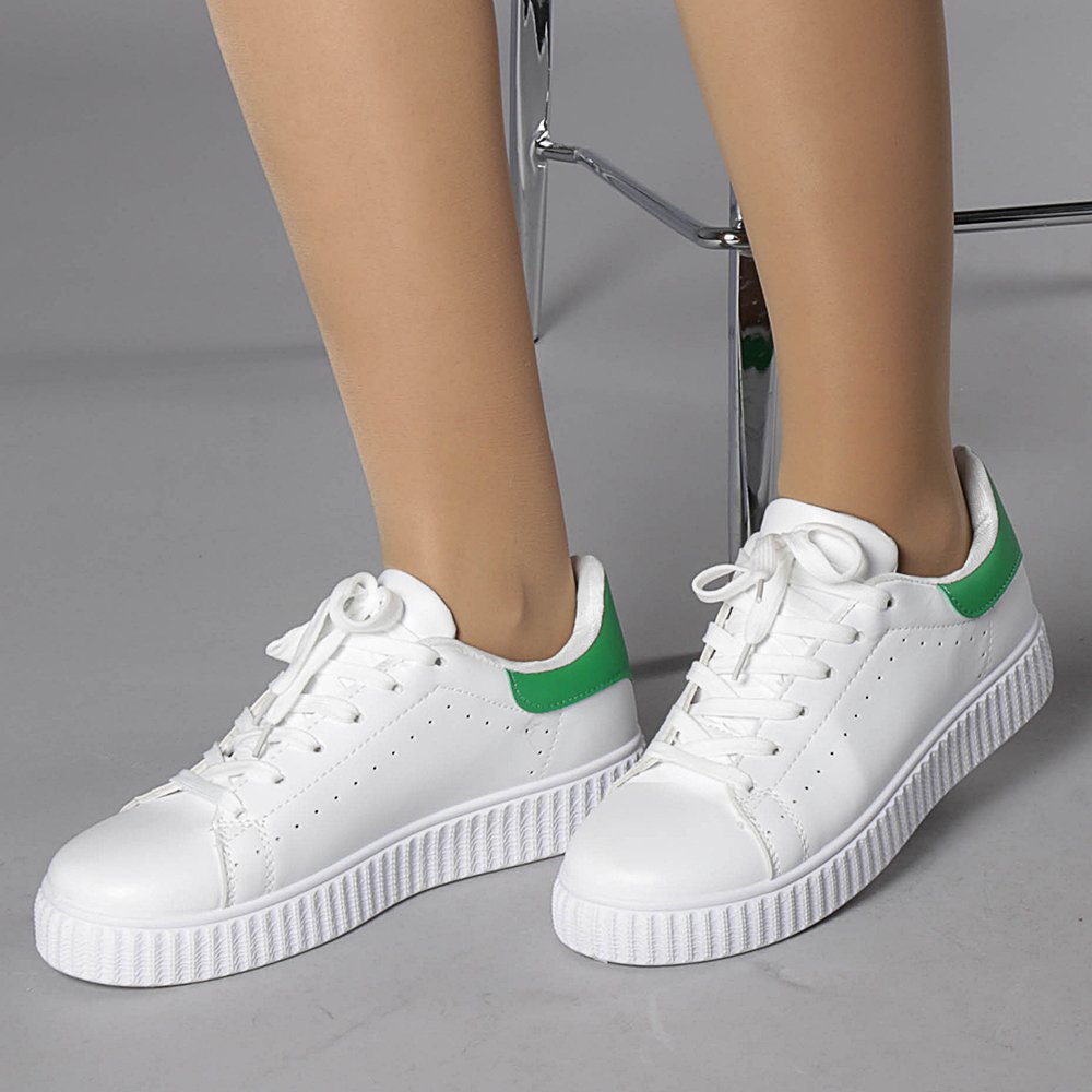 Pantofi sport dama Corina albi cu verde