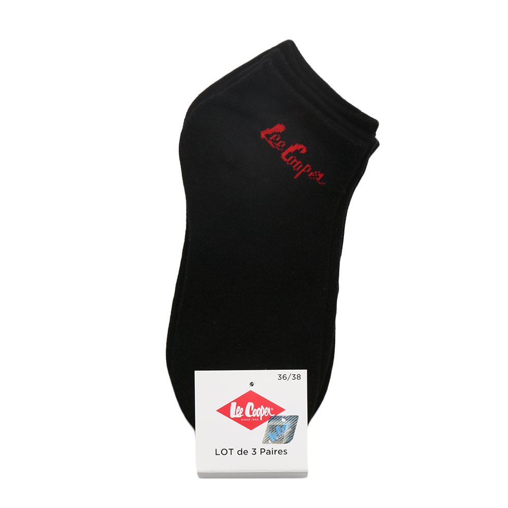 Set 3 perechi sosete dama Lee Cooper Laureen negre cu logo colorat