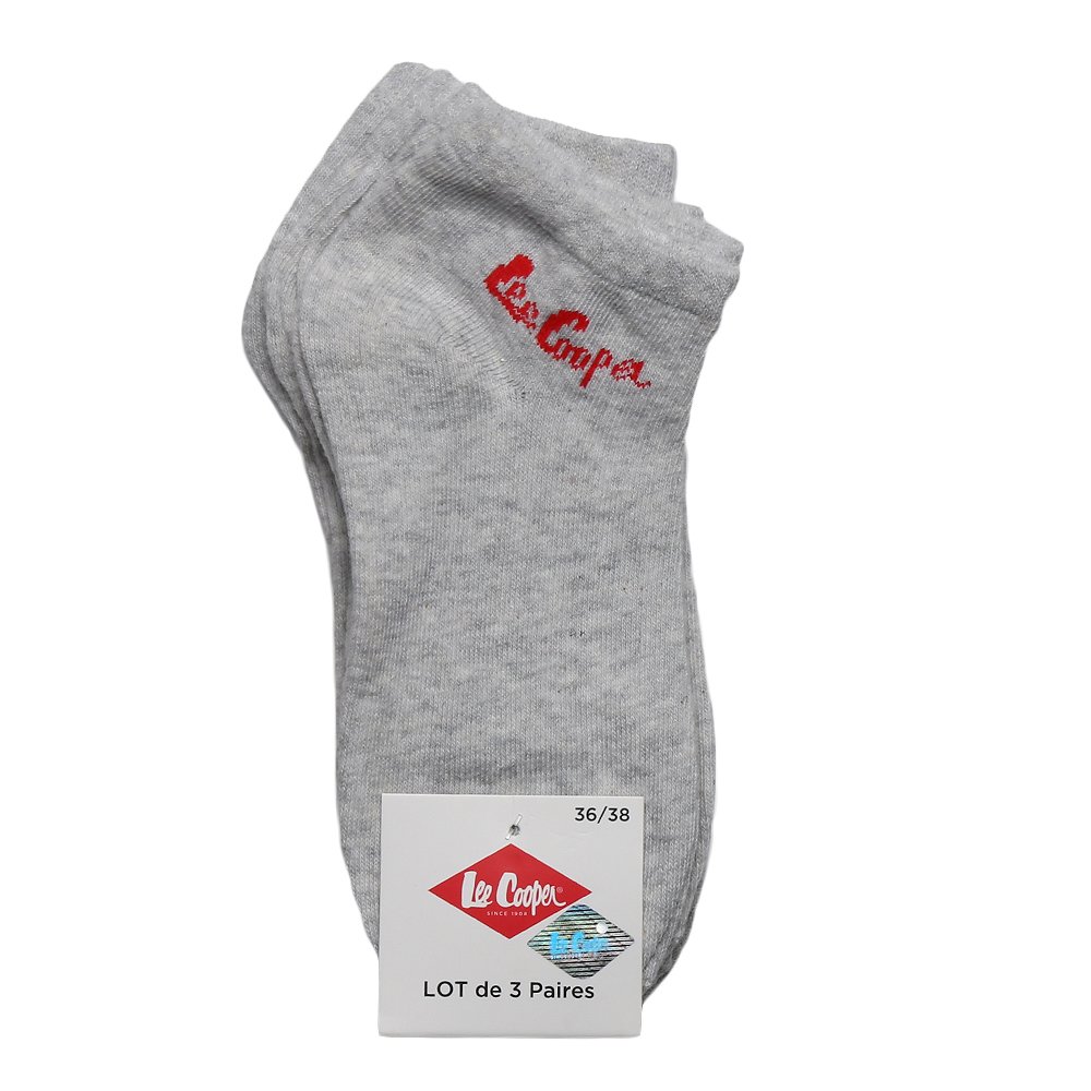 Set 3 perechi sosete dama Lee Cooper Laureen gri cu logo colorat