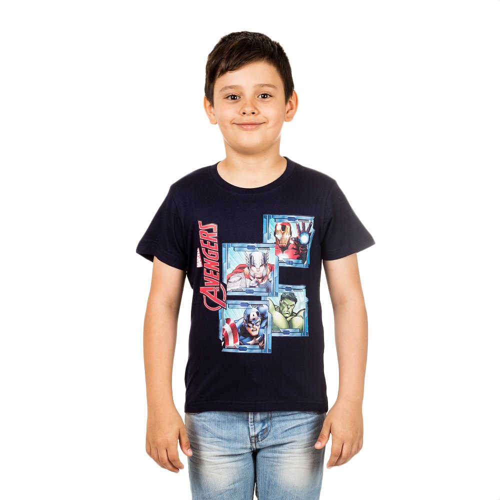 Tricou maneca scurta baieti Marvel Avengers albastru inchis