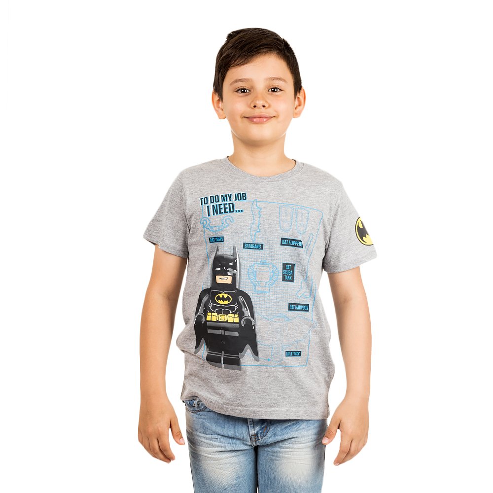 Tricou baieti Lego Batman To Do My Job? gri