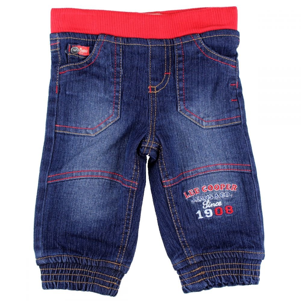 Lee Cooper - Pantaloni bebe Since 1908 albastri cu bareta rosie