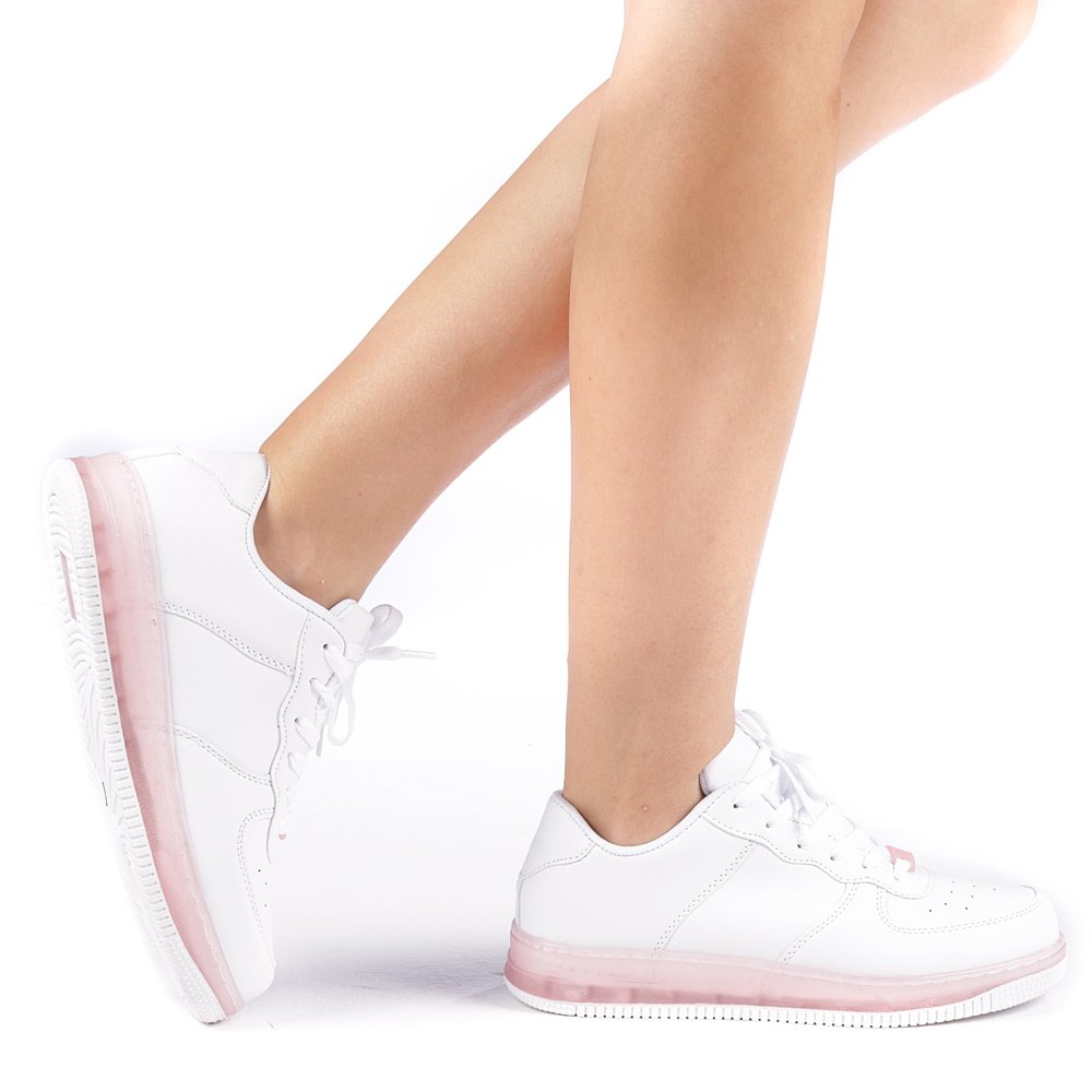 Pantofi sport dama Monica alb cu roz