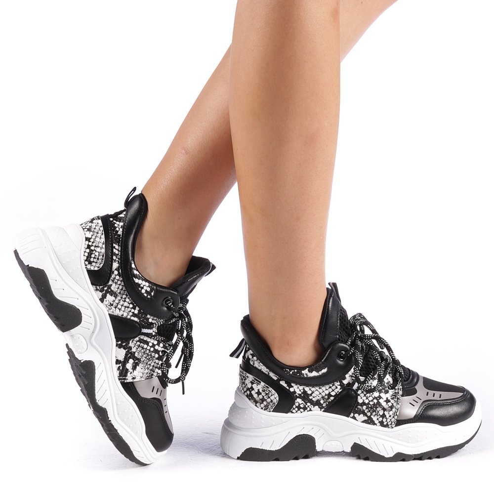 Pantofi sport dama Marysa negru cu gri