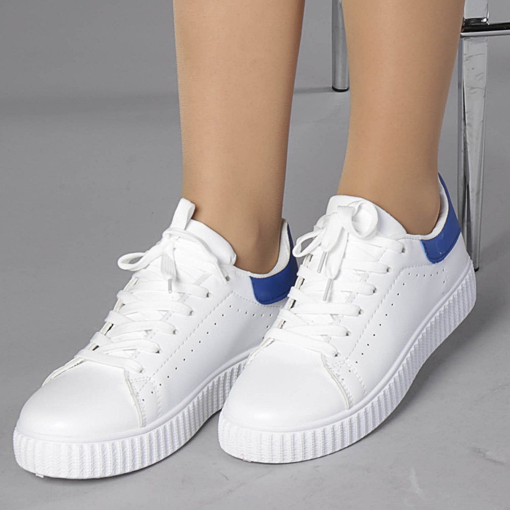 Pantofi sport dama Corina albi cu albastru