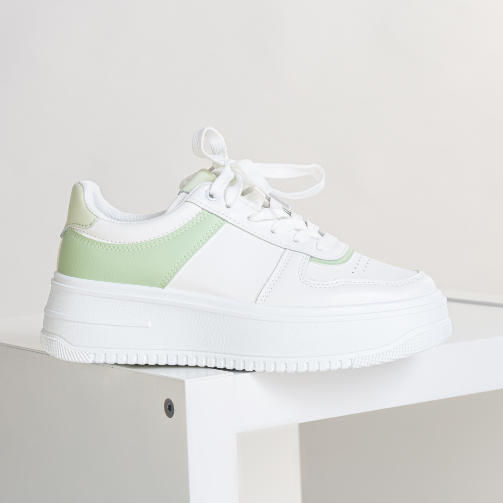 Pantofi sport dama Slow alb cu verde