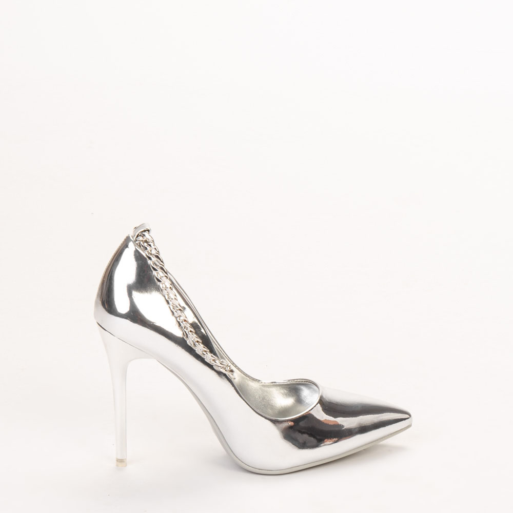 Pantofi dama cu toc Delir argintii, 2 - Kalapod.net