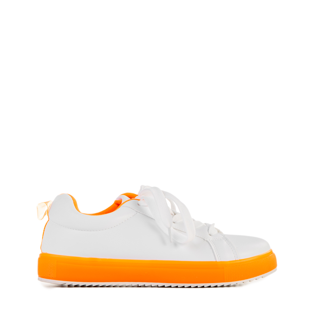 Pantofi sport dama Luela albi cu portocaliu, 2 - Kalapod.net