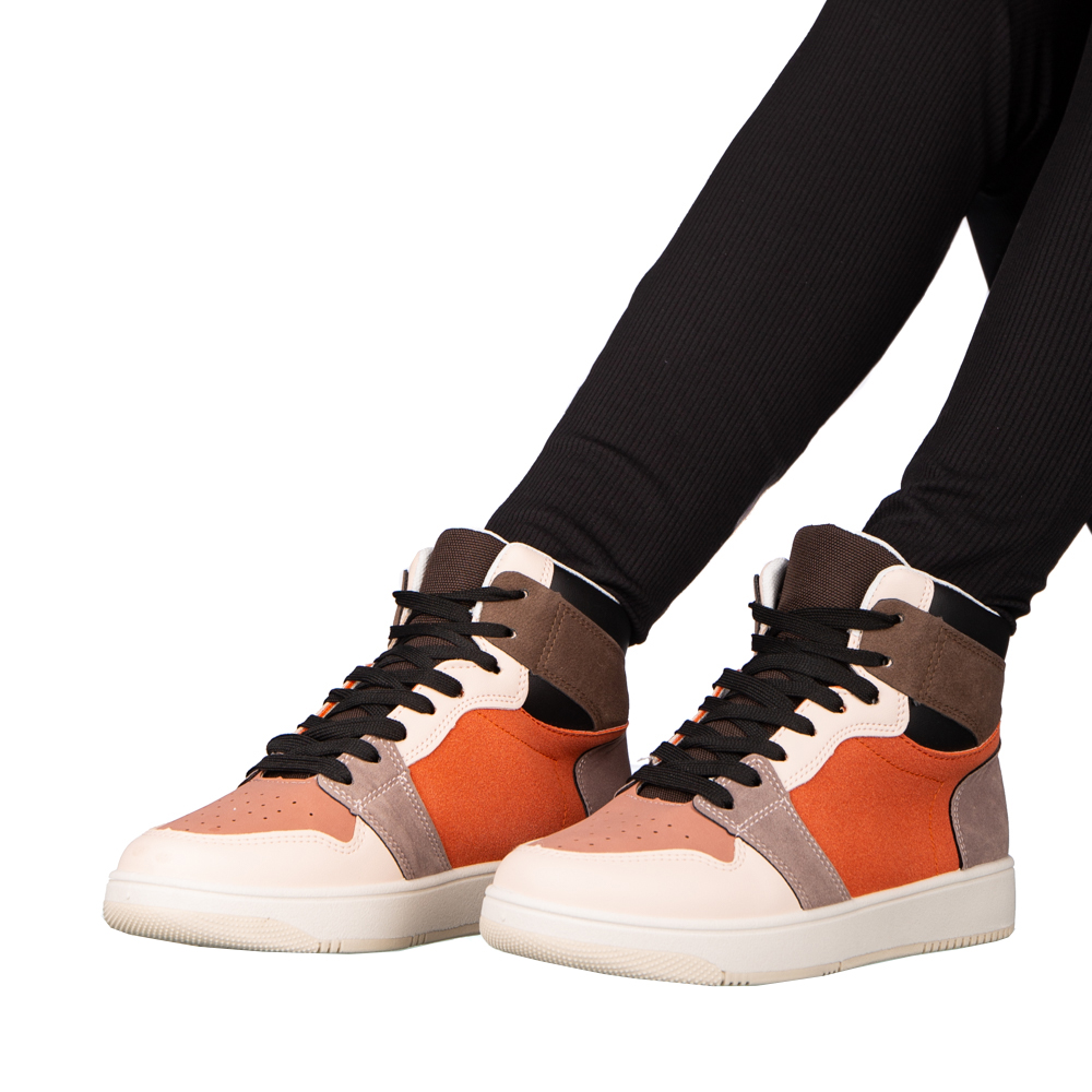 Pantofi sport dama portocalii din piele ecologica Agrisha, 5 - Kalapod.net