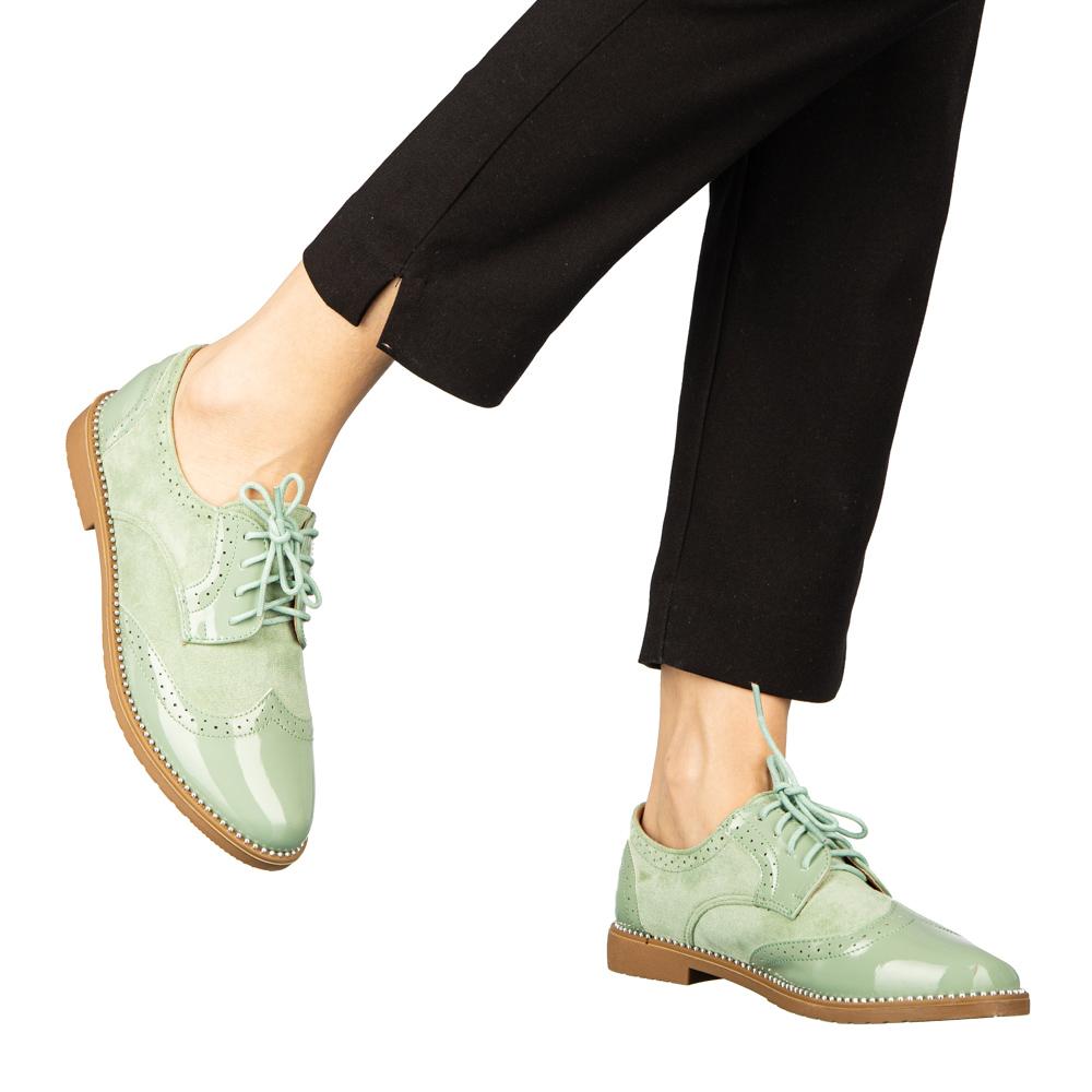 Pantofi dama casual fara toc din piele ecologica verzi Bergo, 5 - Kalapod.net